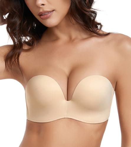 Lemorosy Women's Wireless Plunge Padded Non-Slip Invisible Strapless Bra