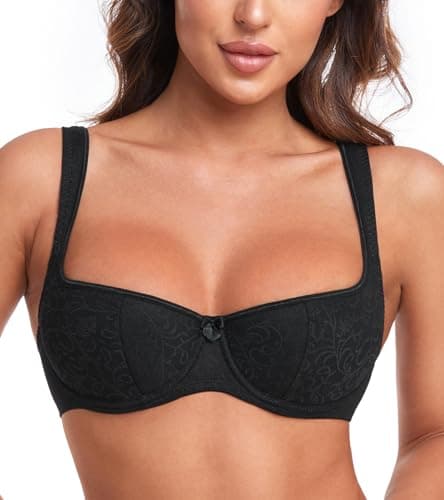 HACI Women's Sexy Balconette Demi Bra with Push-Up