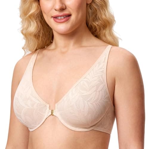 Women's Front Closure Soft Lace Underwire Bras Plus Size