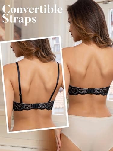 Zossav Push Up Underwire Bra - Add 1 Cup, Multiway Convertible Lace