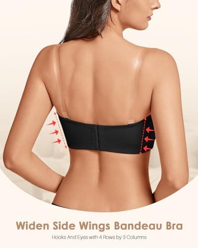 LEYSHE Non-Slip Strapless Bra with Hook and Eye Closure