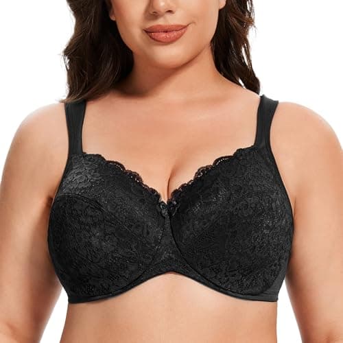 MELENECA Women's Floral Lace Minimizer Underwire Bra