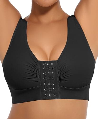 FeelinGirl Front Closure Post-Surgery Wirefree Compression Bra with Adjustable Straps