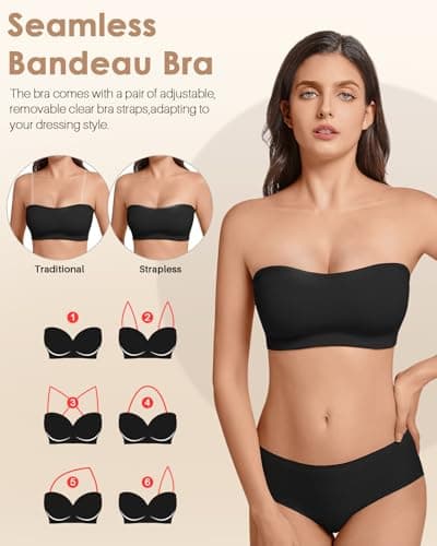 LEYSHE Non-Slip Strapless Bra with Hook and Eye Closure
