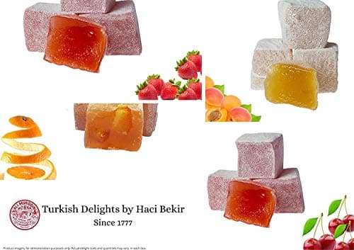 Haci Bekir Turkish Delight Assorted Fruit Flavors Vegan 11.5oz Box