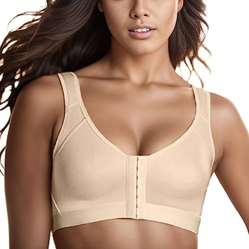 Plus Size Women's Front Closure Wireless Posture Support Bra Hides Fat