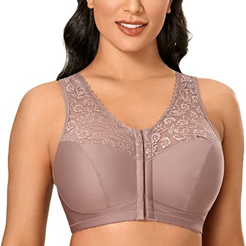 Delimira Plus Size Front Closure Racerback Lace Bra