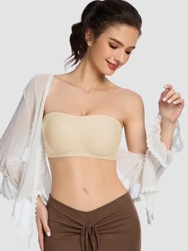 HBselect Non-Slip Padded Bandeau Bra for Large Bust Women Seamless Wireless Tube Top
