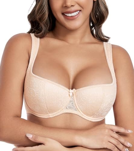 DotVol Plus Size Wide Straps Lace Balconette Underwire Bra