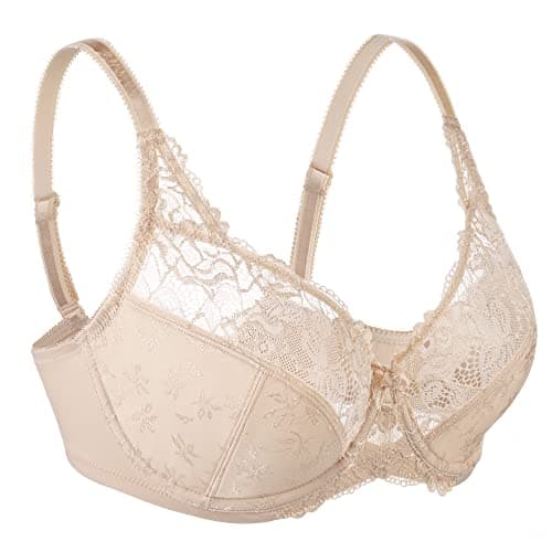 Women's Sexy Lace Floral Bras - Full Coverage Unlined Underwire Plus Size
