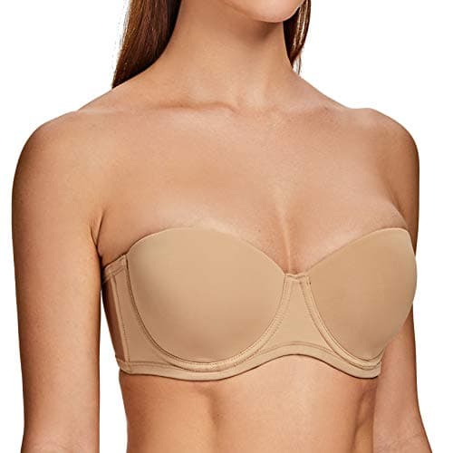 MELENECA Plus Size Strapless Bra with Underwire for Large Bust Back Smoothing