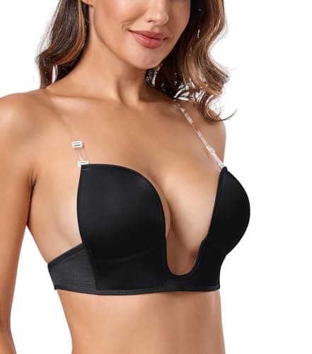 Hansca Women's Plunge Deep U Bra Padded Support