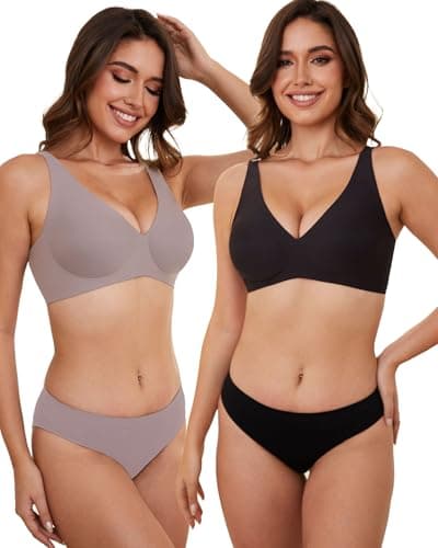 OXYIBRAS Smooth V-Neck Bras for Women No-Wire Seamless Sleep Bralette