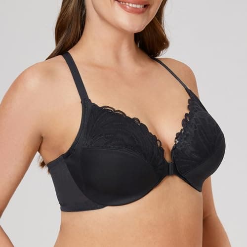 MELENECA Plus Size Front Closure Racerback Unlined Underwire Bra