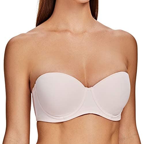 MELENECA Plus Size Strapless Bra with Underwire for Large Bust Back Smoothing