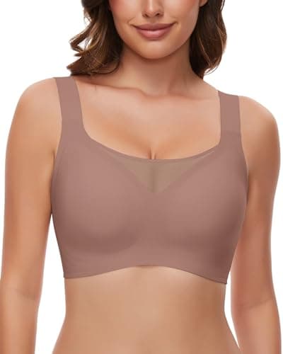WOWENY Wireless Minimizer Bras for Women V-Neck Padded Bralettes