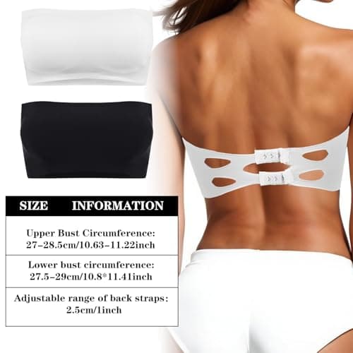 Abeillo Women's Black & White Seamless Bandeau Bralette Bralette Tube Top Bra