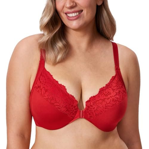 Delimira Women's Plus Size Full Coverage Lace Underwire Racerback Bra