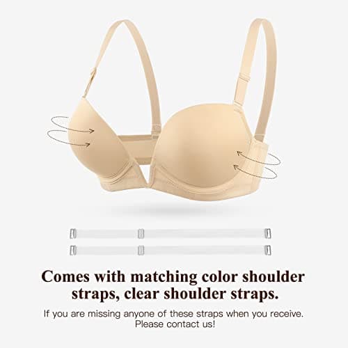 Vgplay Women's Deep Plunge Push Up Bra with Clear Straps and Underwire