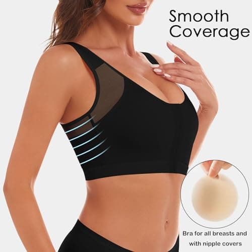 IROCUE Women's Posture Corrector Bra with Back Support and Nipple Covers