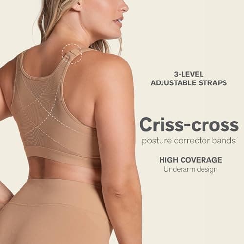 Leonisa Posture Corrector Bra for Women Full Coverage Wireless Front Closure