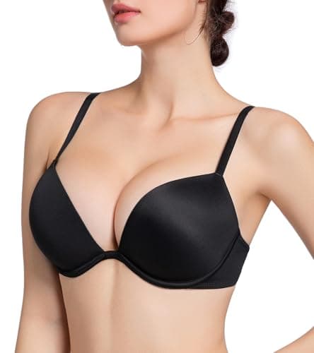 HACI Women's Push Up Plunge Bra with Deep V Underwire