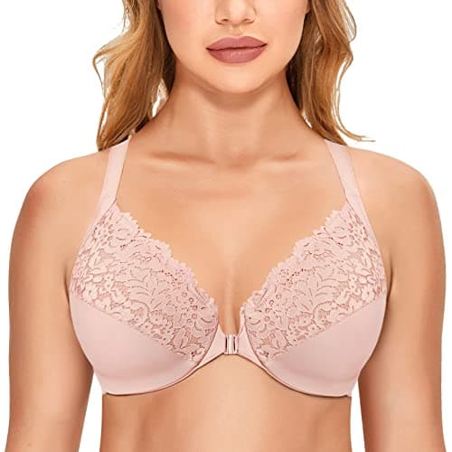 Delimira Women's Plus Size Full Coverage Lace Underwire Racerback Bra