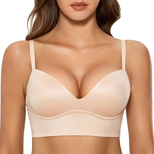 DOBREVA Women'sPush Up T-Shirt Bra No Underwire Plunge