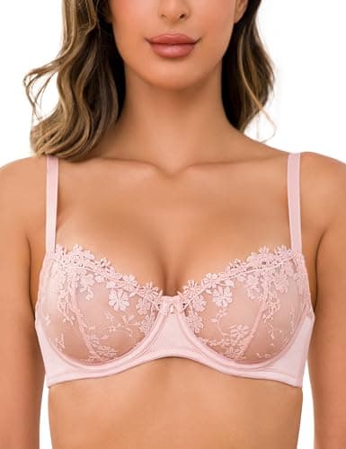 Wingslove Demi Mesh See-Through Bralette with Embroidery