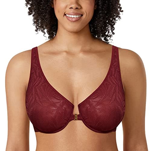 Women's Front Closure Soft Lace Underwire Bras Plus Size