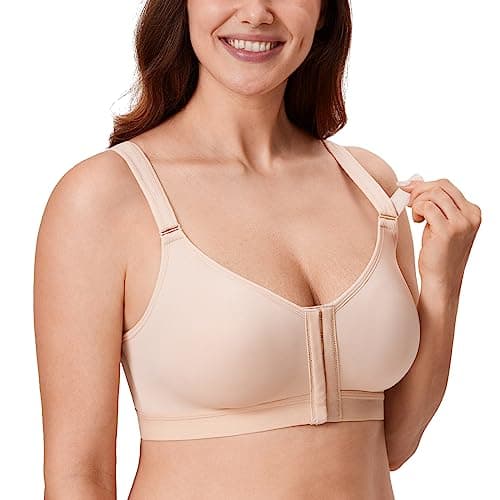 DELIMIRA Women's Front Closure Posture Bras Full Coverage No Underwire Back Support