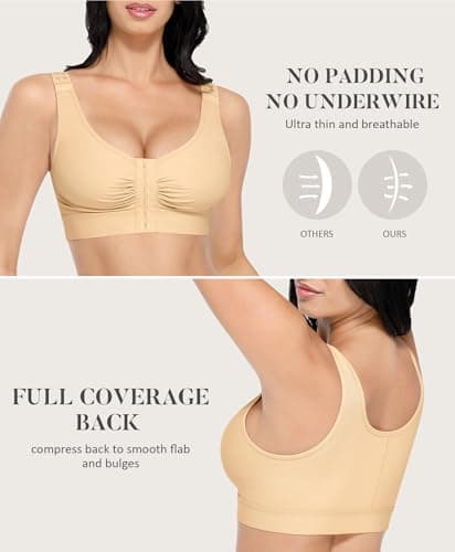 FeelinGirl Post-Surgery Compression Bra with Front Closure & Adjustable Straps