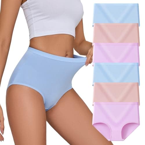 Womens High Waisted Tummy Control Moisture-Wicking Brief Underwear - 6 Packs