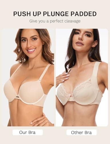 YBCG Push Up Plunge Bra with Seamless Underwire for Women