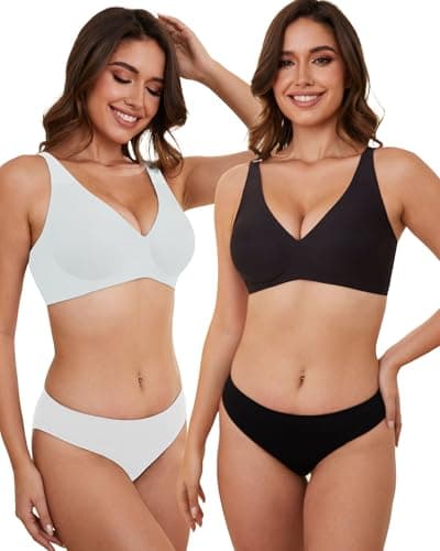 OXYIBRAS Smooth V-Neck Bras for Women No-Wire Seamless Sleep Bralette