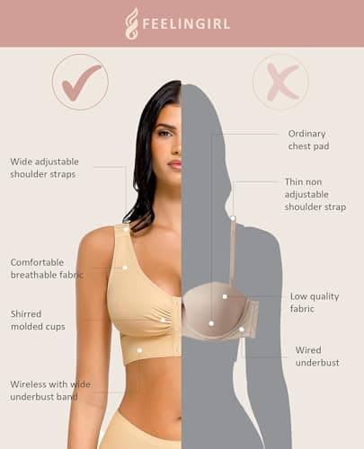 FeelinGirl Post-Surgery Compression Bra with Front Closure & Adjustable Straps