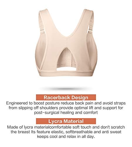 Shaperx Women's Post-Surgery Front Closure Sports Bra