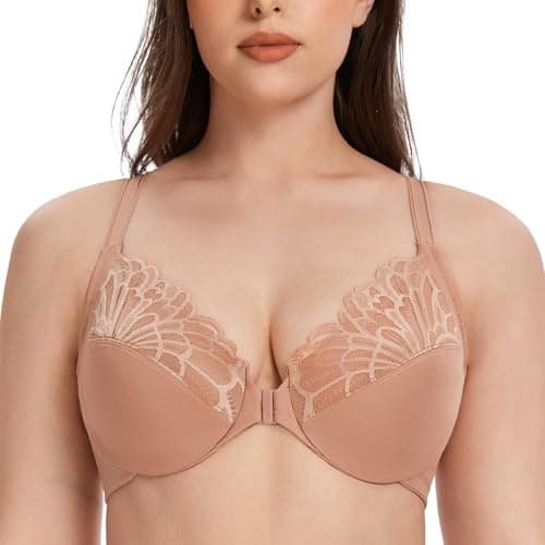 MELENECA Plus Size Front Closure Racerback Unlined Underwire Bra
