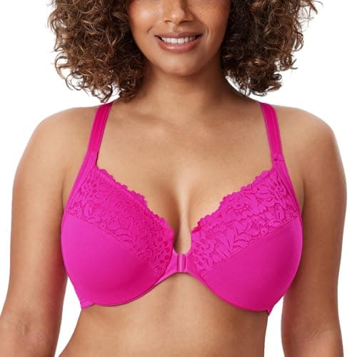 Delimira Women's Plus Size Full Coverage Lace Underwire Racerback Bra