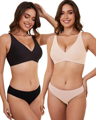 OXYIBRAS Smooth V-Neck Bras for Women No-Wire Seamless Sleep Bralette