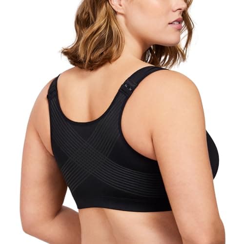 HSIA Front Closure Posture Bra for Plus Size Heavy Breasts Black