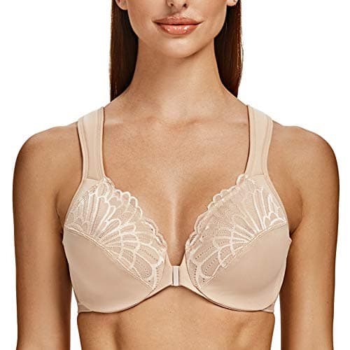 MELENECA Women's Plus Size Front Closure Underwire Bra