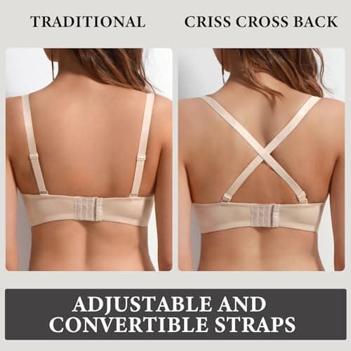 Lingesxy Seamless Push Up Plunge Bra with Underwire & Padded Cups