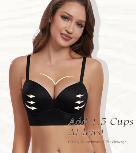HACI Women's Plunge V-Neck Push Up Longline Bralette