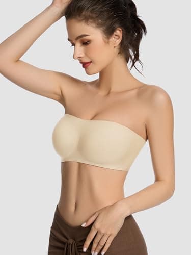 HBselect Non-Slip Padded Bandeau Bra for Large Bust Women Seamless Wireless Tube Top