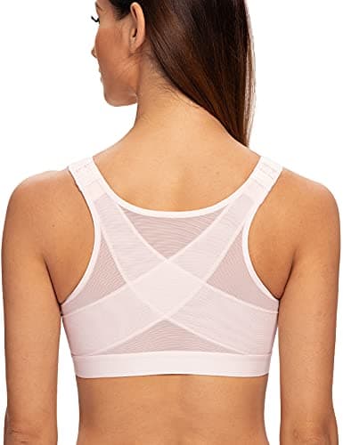 MELENECA Women's Plus Size Post Surgery Wirefree Back Support Bra