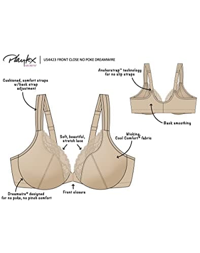 PLAYTEX Women's Dreamwire No-Poke Front-Close Cooling Bra