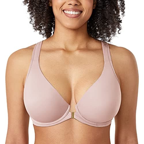 Delimira Women's Front Closure Plunge Racerback Bra B-H Cups