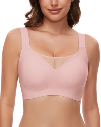 WOWENY Wireless Minimizer Bras for Women V-Neck Padded Bralettes