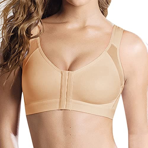 Plus Size Women's Front Closure Wireless Posture Support Bra Hides Fat